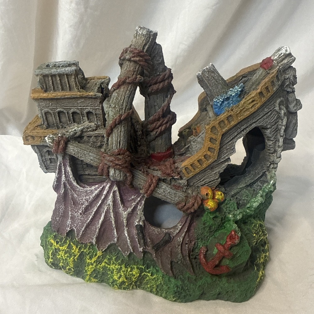 Harome Pirate Shipwreck Aquarium Decoration Fish Tank Ornament Decor Nautical